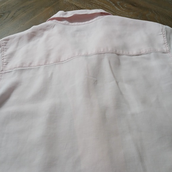 Jamaica Bay Women Shirt 100% Linen Sz L Button Up Short Sleeve Pale Pink - Picture 7 of 12